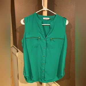 Calvin Klein sleeveless collared blouse size Small